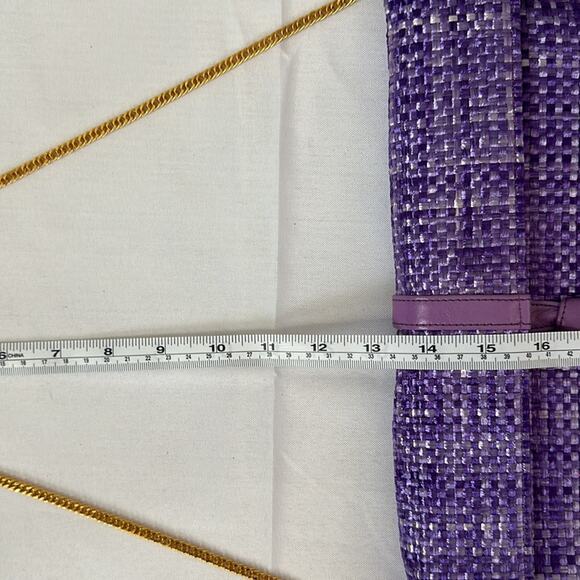 HILF Originals Vintage Retro Purple Weave Shoulder Bag Gold Chain Strap - Picture 10 of 11
